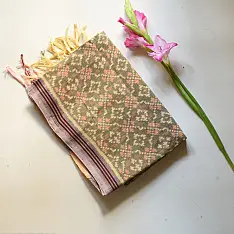 Rasika . रसिका ~ Handloom Patola Cotton Dupatta ~ Light Green