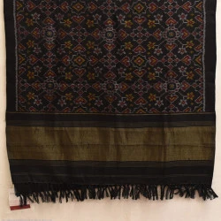 Vasant . वसंत | Handwoven Woolen Patola Black Shawl