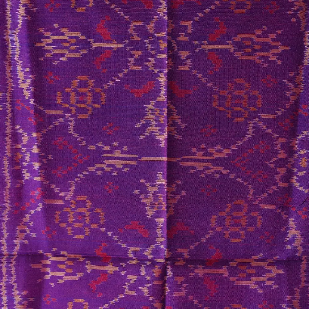 Purple Patola silk stole with traditional geometric pattern