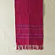 tangaliya handloom cotton stole in vibrant rani pink with indigo blue stripes, white raised dana bead motifs, and hand-knotted fringe tassels