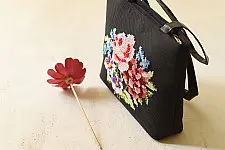 Dots & weaves ~ Embroidered Shoulder Bag  ( Cross Stitch )