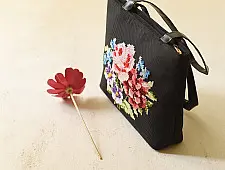 Dots & weaves ~ Embroidered Shoulder Bag  ( Cross Stitch )