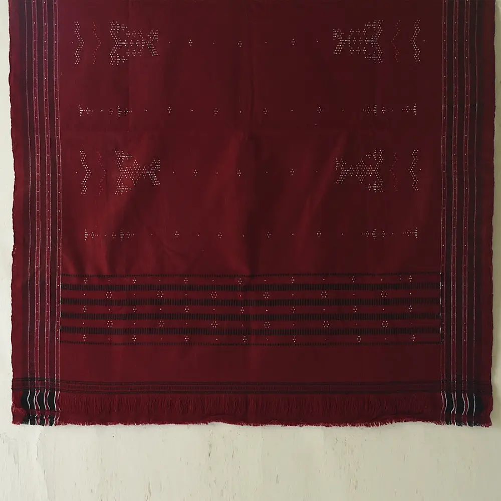 shop Handloom Woolen Tangaliya Maroon Shawl- unisex