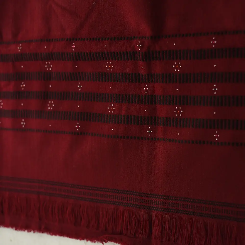 shop Handloom Woolen Tangaliya Maroon Shawl- unisex
