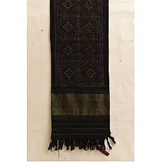 Vasant . वसंत ~ Woolen Patola Muffler ~ Black