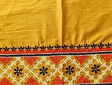 Embroidered Cotton Silk Blouse Piece ( Unstitched ) - Yellow