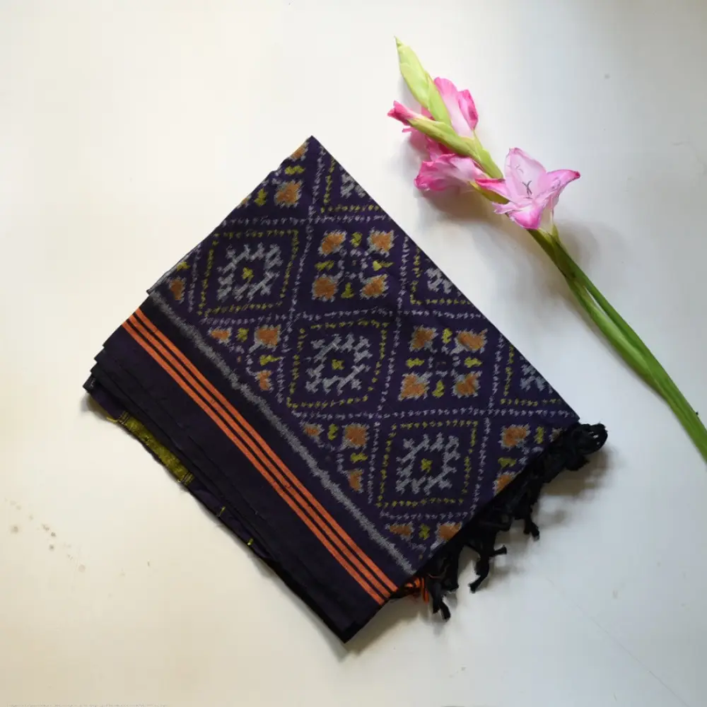 shop Handloom Cotton patola ikat Purple dupatta