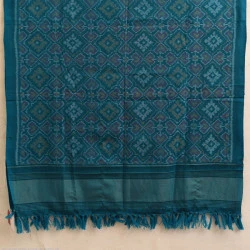 Vasant . वसंत | Handwoven Woolen Patola Teal Blue Shawl