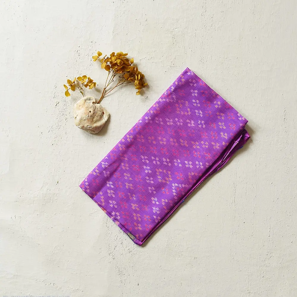 Purple Patola pure silk stole with diamond design