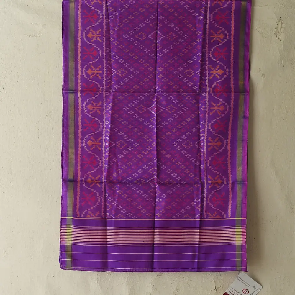 Purple Patola pure silk stole with diamond design