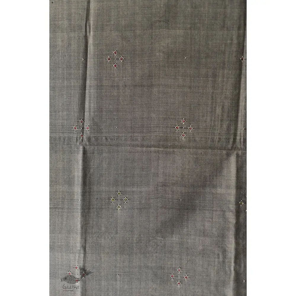 shop Cotton Tangaliya kurti Material - Grey / White & Black Dhupchaun