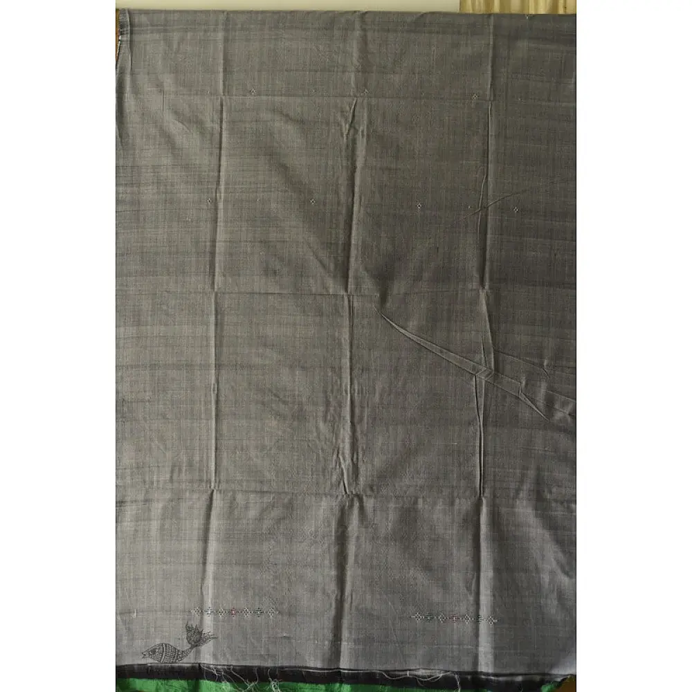 shop Cotton Tangaliya kurti Material - Grey / White & Black Dhupchaun