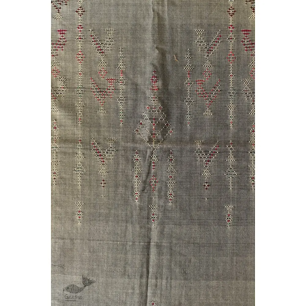 shop Cotton Tangaliya kurti Material - Grey / White & Black Dhupchaun
