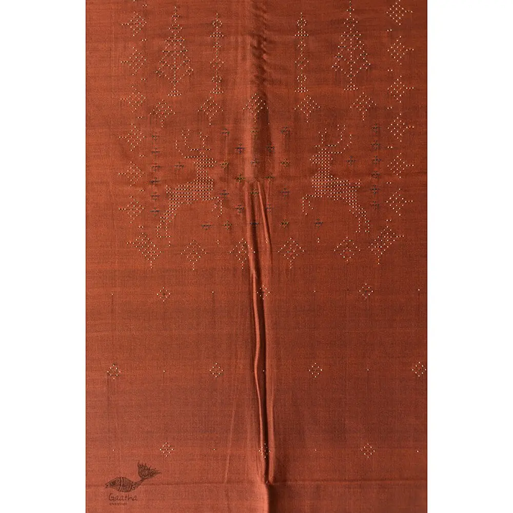 shop Cotton Tangaliya kurti Brown Material 