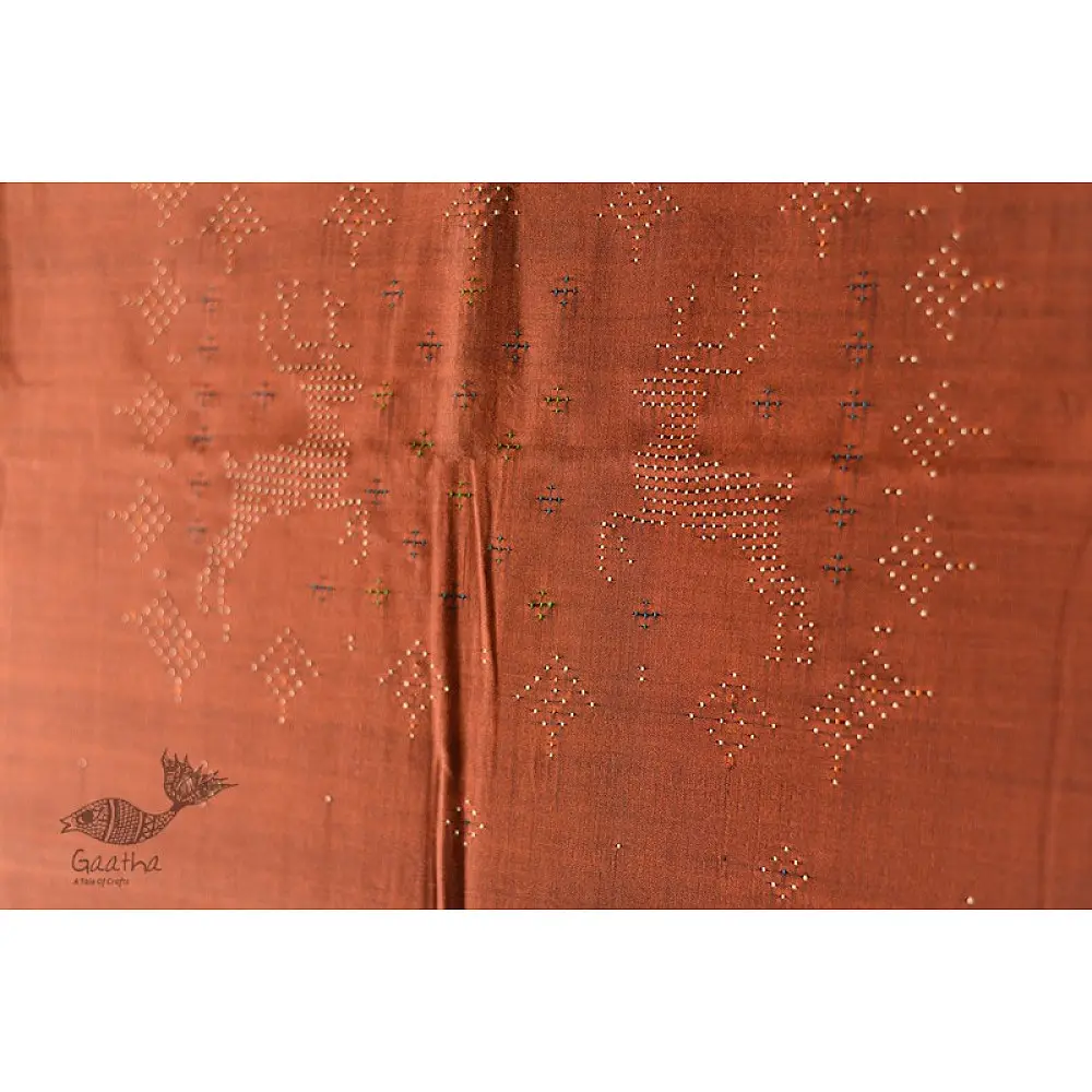 shop Cotton Tangaliya kurti Brown Material 