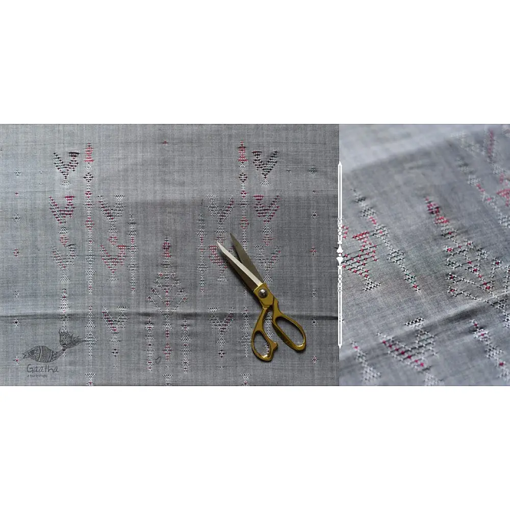 shop Cotton Tangaliya kurti Material - Grey / White & Black Dhupchaun