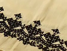 Embroidered Blouse Piece ( Unstitched )  - Kutchi Embroidery - Cotton + Silk (Cream Color)