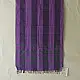 tangaliya handloom cotton stole with purple and dark charcoal vertical stripes, green and white raised dana dotwork motifs, and hand-knotted fringe tassels