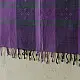 tangaliya handloom cotton stole with purple and dark charcoal vertical stripes, green and white raised dana dotwork motifs, and hand-knotted fringe tassels