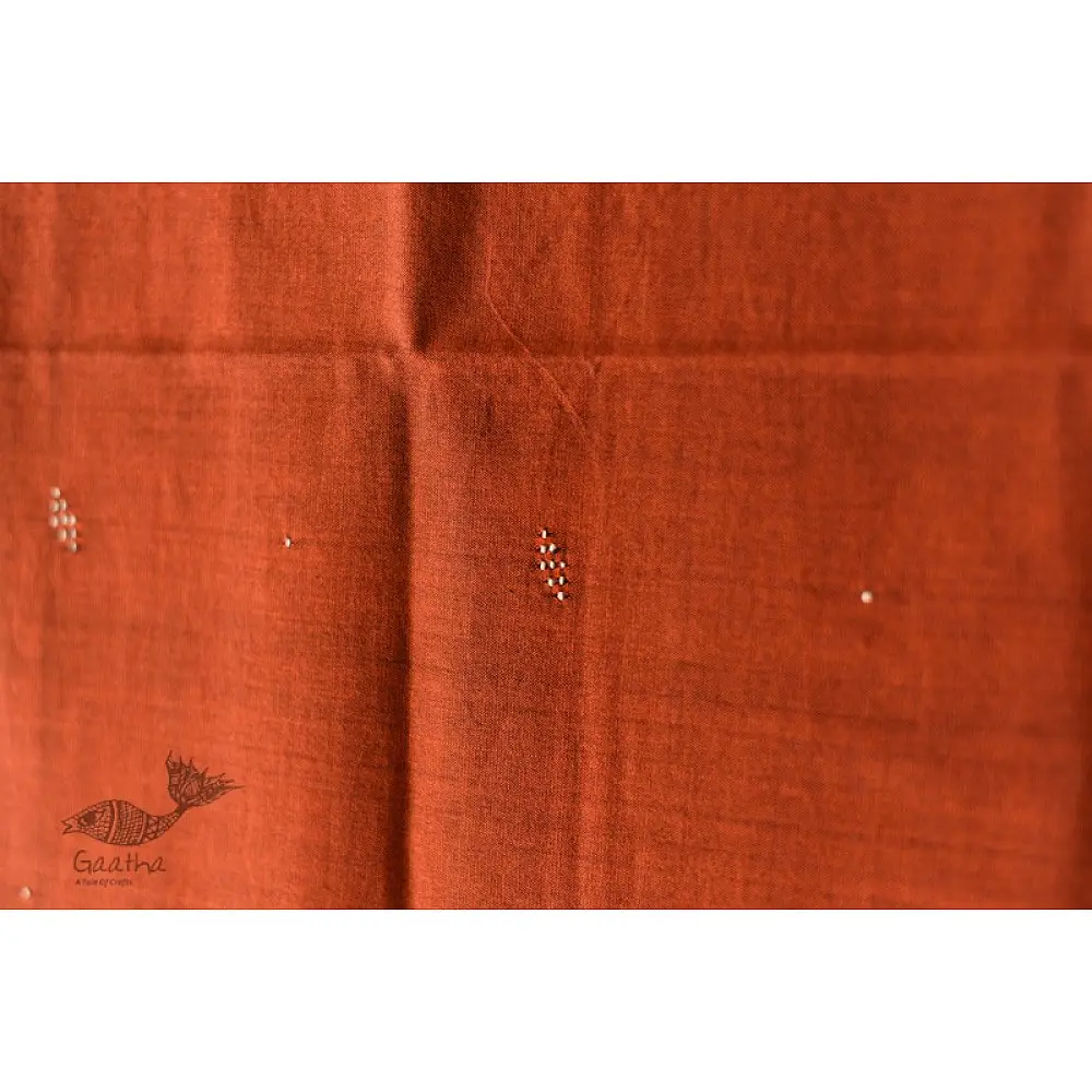 shop Tangaliya - Handwoven Cotton Rust Stole
