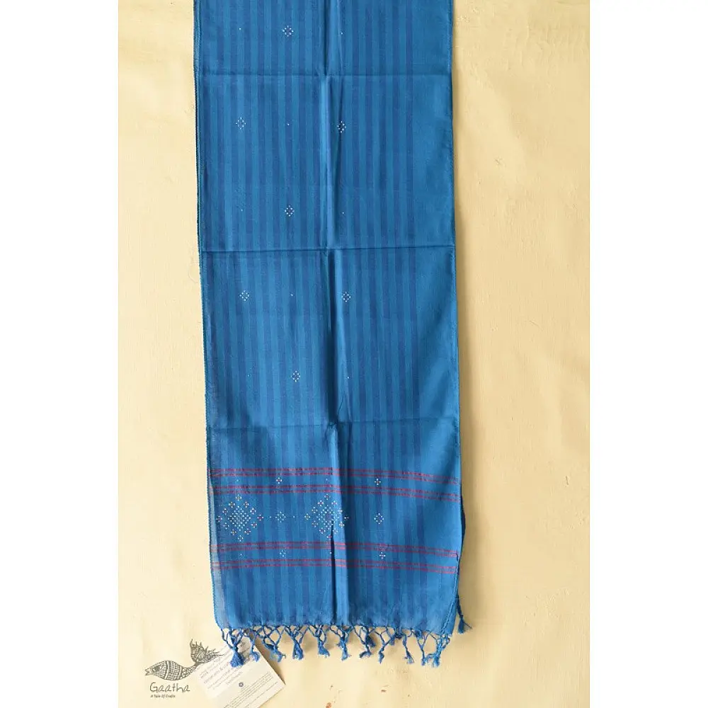 shop Tangaliya - Handwoven Cotton Blue Stripe Scarves