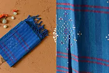 Tangaliya - Handwoven Cotton Scarves - Blue Stripe
