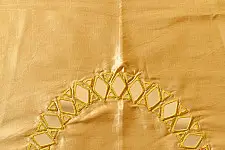 Embroidered Blouse Piece ( Unstitched )  -- Golden / Beige Mirror Work