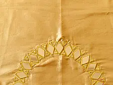 Embroidered Blouse Piece ( Unstitched )  -- Golden / Beige Mirror Work