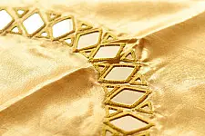 Embroidered Blouse Piece ( Unstitched )  -- Golden / Beige Mirror Work