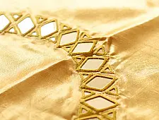 Embroidered Blouse Piece ( Unstitched )  -- Golden / Beige Mirror Work