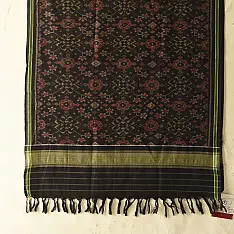 Rasika . रसिका ~ Handloom Patola Cotton Dupatta ~ Black Traditional Patola 
