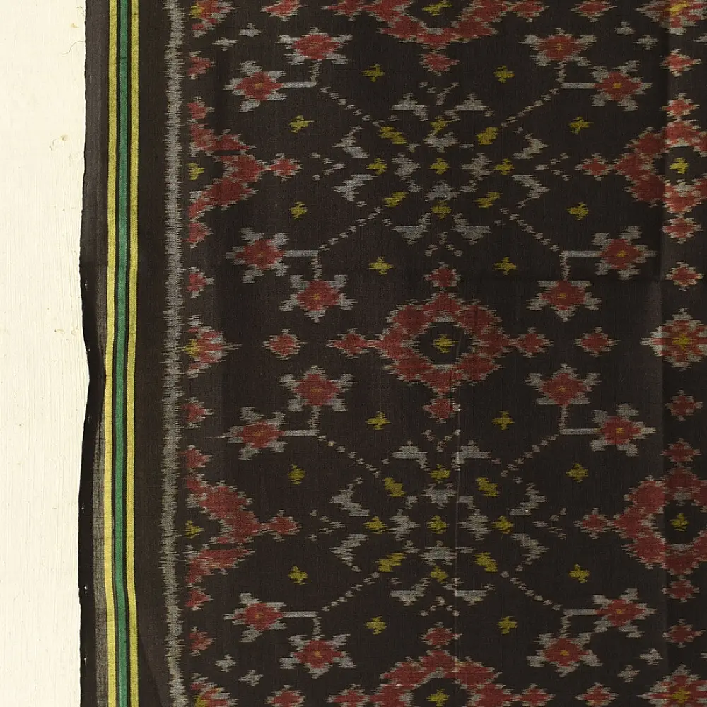 shop Handloom Cotton patola ikat Black Traditional dupatta