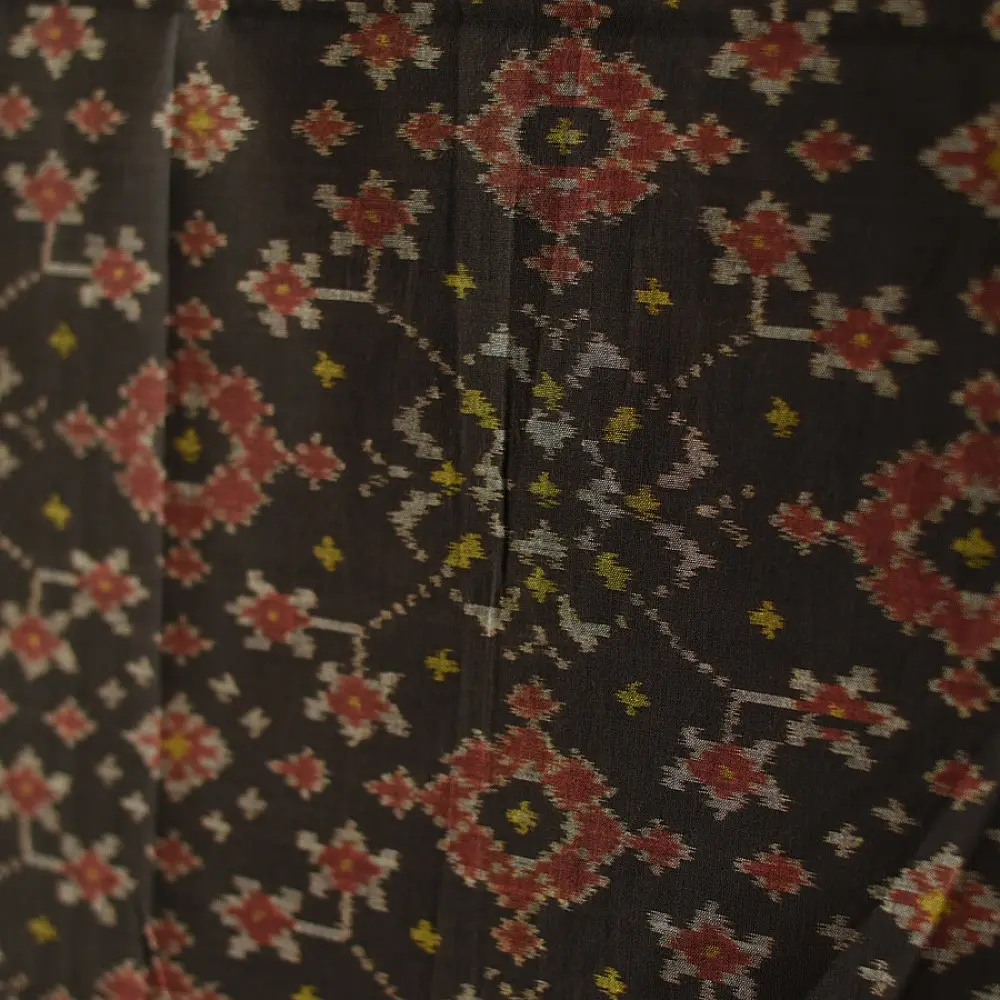 shop Handloom Cotton patola ikat Black Traditional dupatta