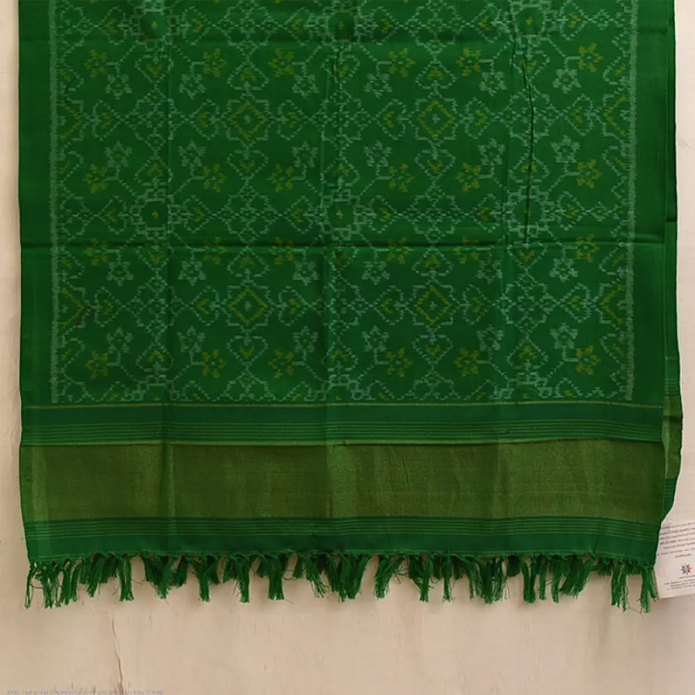 shop Handwoven Woolen Ikat Patola Green Shawl