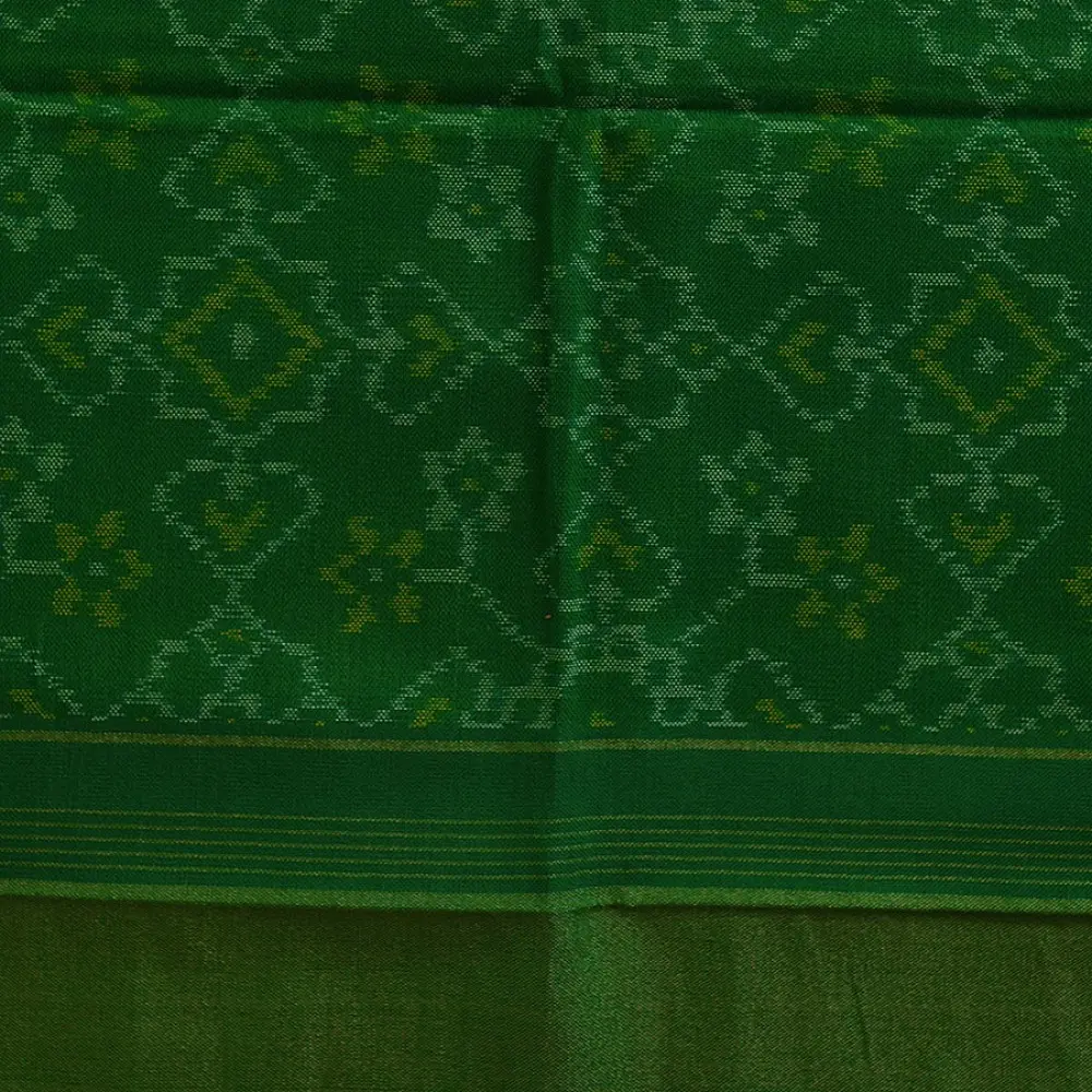 shop Handwoven Woolen Ikat Patola Green Shawl