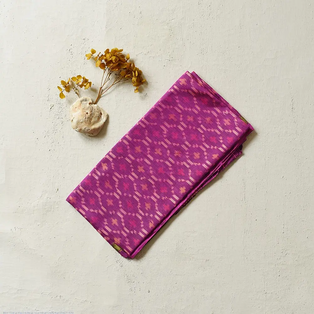 Magenta Patola pure silk stole with button design