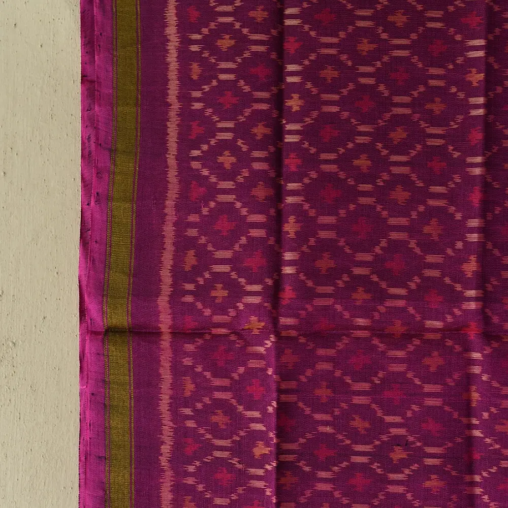 Magenta Patola pure silk stole with button design