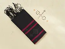 Tangaliya | Handloom Cotton Black Stole 