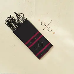 Tangaliya | Handloom Cotton Black Stole 