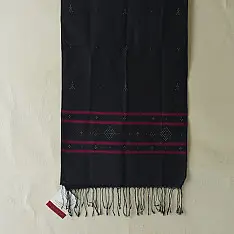 Tangaliya | Handloom Cotton Black Stole 