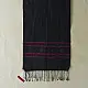 tangaliya handloom cotton stole in charcoal black with maroon stripes, white raised dana bead motif, and hand-knotted fringe tassels