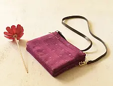 Dots & weaves ~ Tangaliya Multi Pocket Sling Purse - Magenta