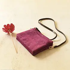 Dots & weaves ~ Tangaliya Multi Pocket Sling Purse - Magenta