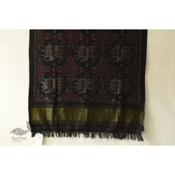 Vasant . वसंत ❄ Handwoven Woolen Ikat Patola Shawl - Black