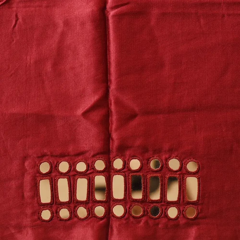 Embroidered Blouse Piece ( Unstitched )   - Maroon Mirror Work