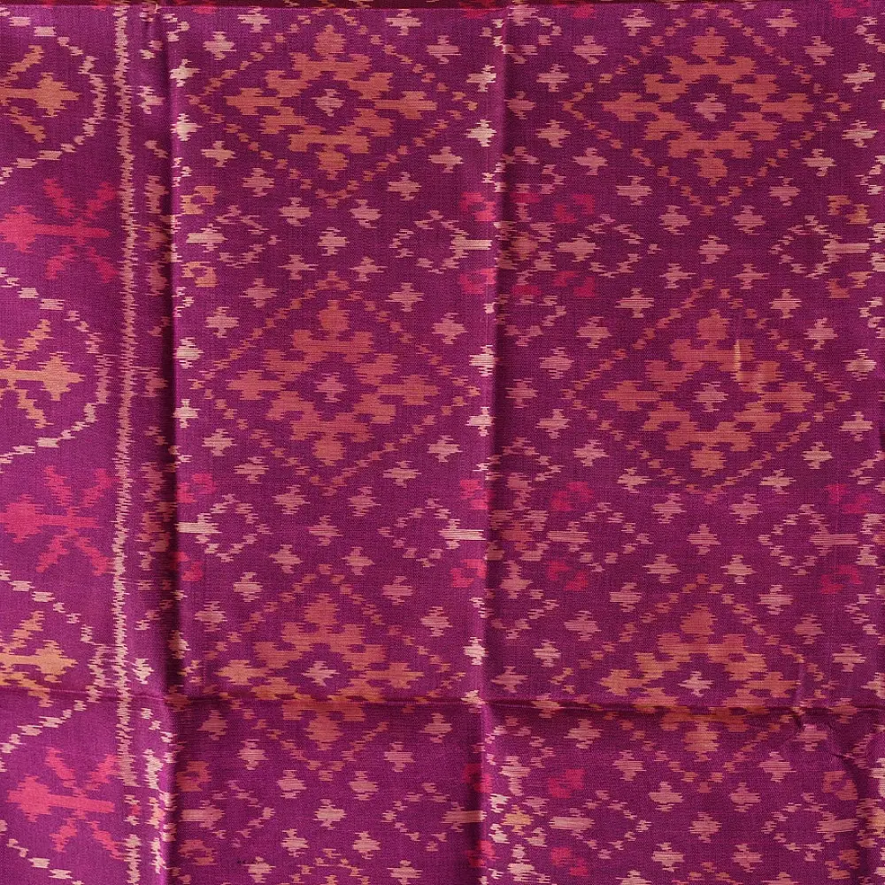 magenta handloom pure silk Patola stole with intricate diamond geometric pattern