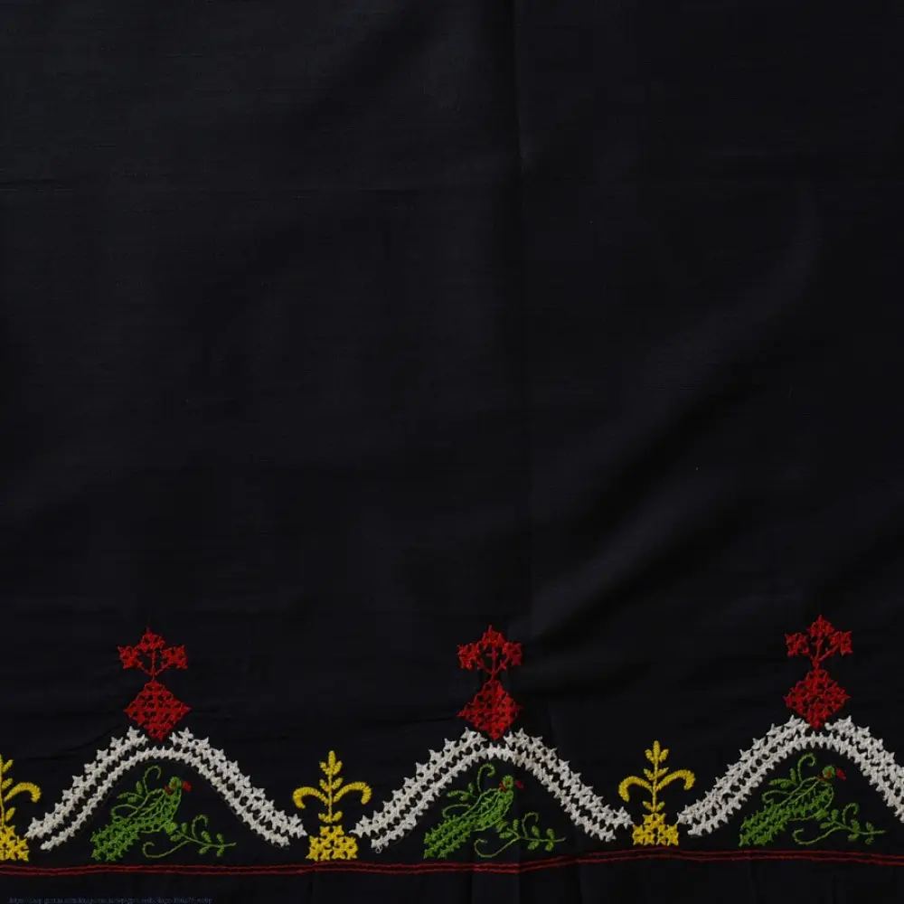 Embroidered Blouse Piece ( Unstitched ) - Navy Blue
