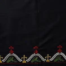 Embroidered Blouse Piece ( Unstitched ) - Cotton + Silk ( Navy Blue )