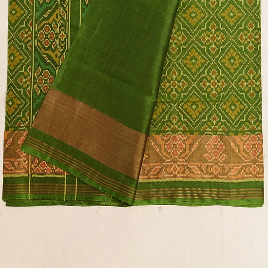 shop Patola Silk Handwoven Green saree