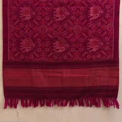 Vasant . वसंत | Handwoven Woolen - Patola Shawl Rani Pink